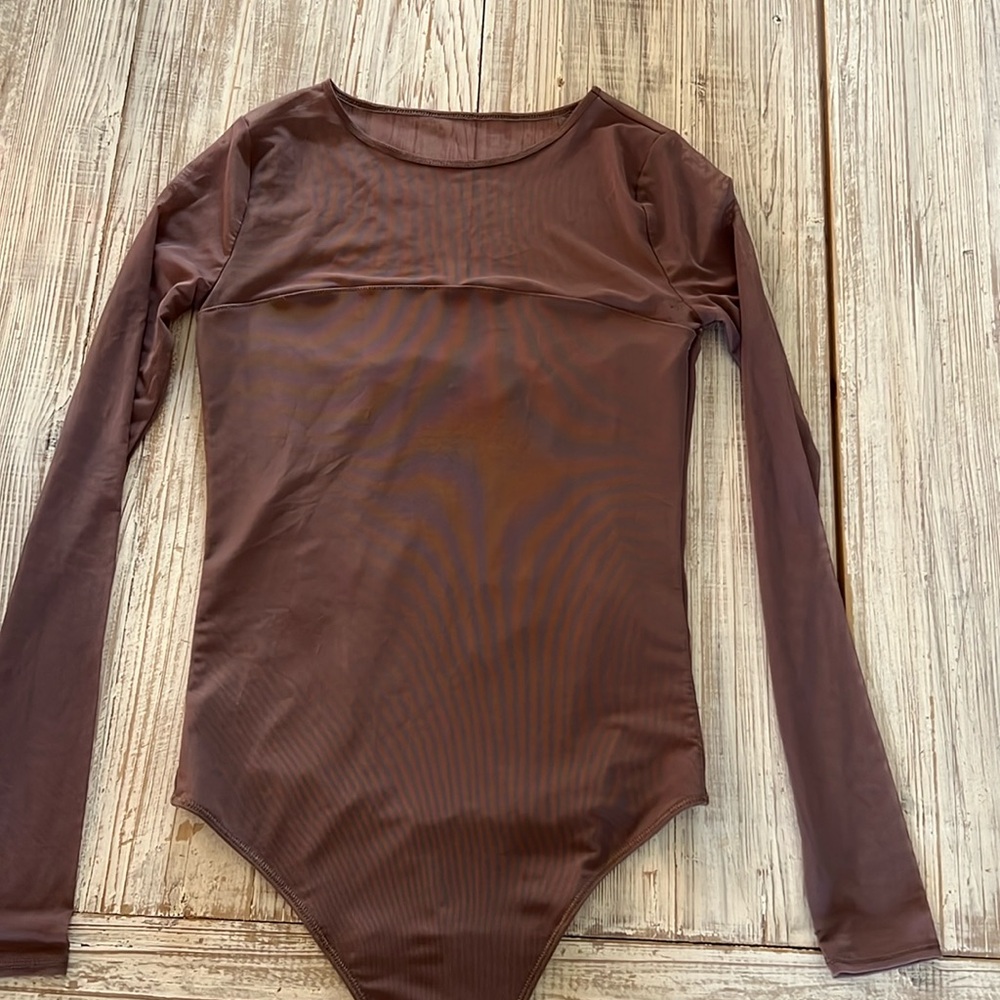 Abercrombie, long sleeve mesh bodysuit, small, new without tag